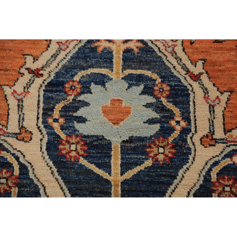Heriz Serapi Oriental Rug Hand-Knotted Vegetable Dye Wool Carpet - 9'4"x 11'11"