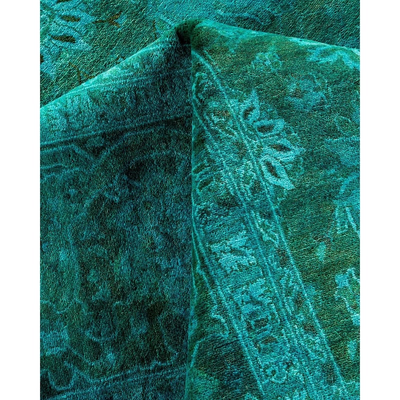 Overdyed, One-of-a-Kind Hand-Knotted Area Rug - Green - 6' 3" x 9' 1"
