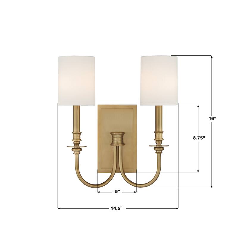 Crystorama Lighting Group LLO-482 Lloyd 2 Light 16" Tall Wall Sconce
