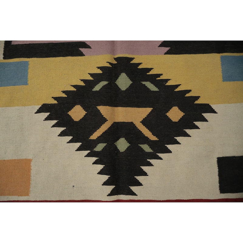 Hand Woven Oriental 100% Wool Carpet Southwestern Tribal Multi-Colored Kilim Area Rug - 10' 4'' X 8' 2''