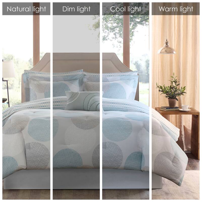 Madison Park Essentials Covina Aqua Complete Comforter Set with Cotton