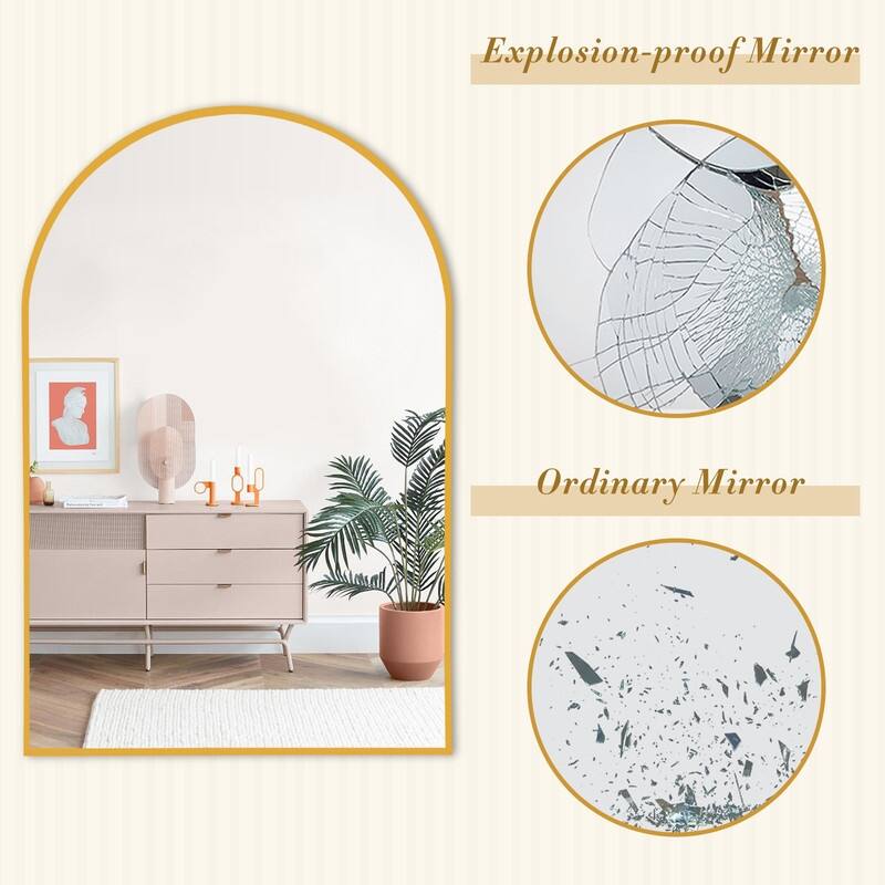 Arch Bathroom Wall Mirror Large Metal Frame Wall Mounted Mirror for Bedroom Living Room Dresser Entryway Decor