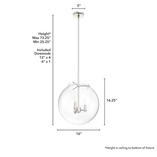 dimension image slide 0 of 2, Hunter Sacha 3-Light Globe Pendant - Kitchen Island, Dining Room, Entry - Contemporary, Transitional
