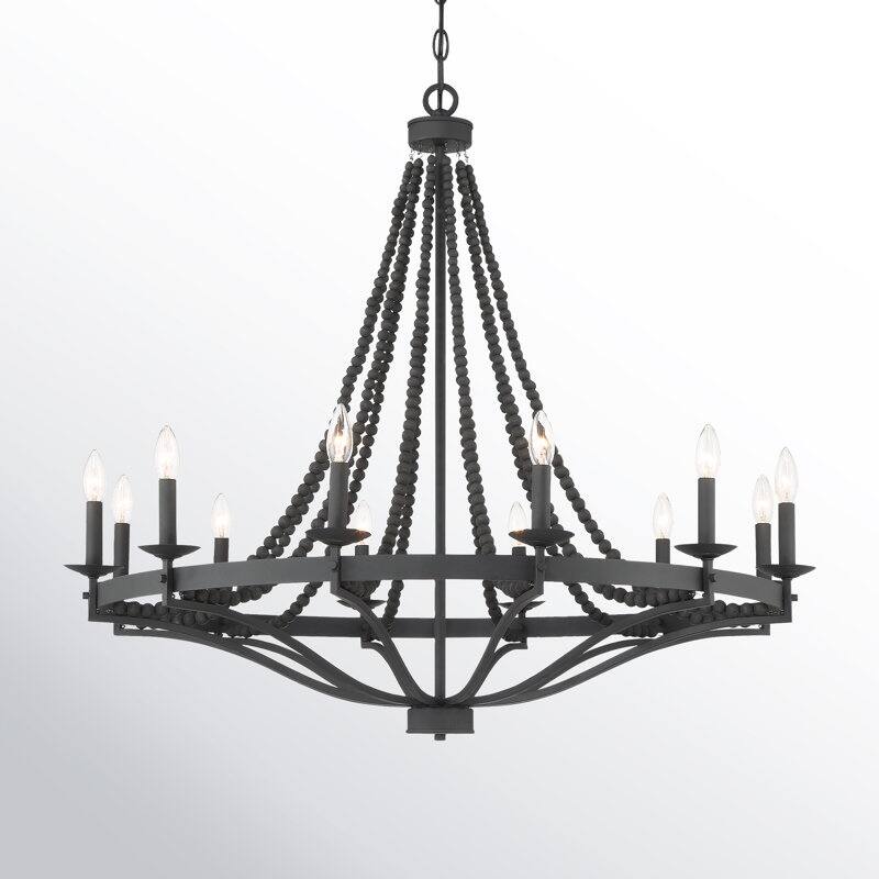 Mattheo 12-light Rustic Black Empire Beaded Chandelier