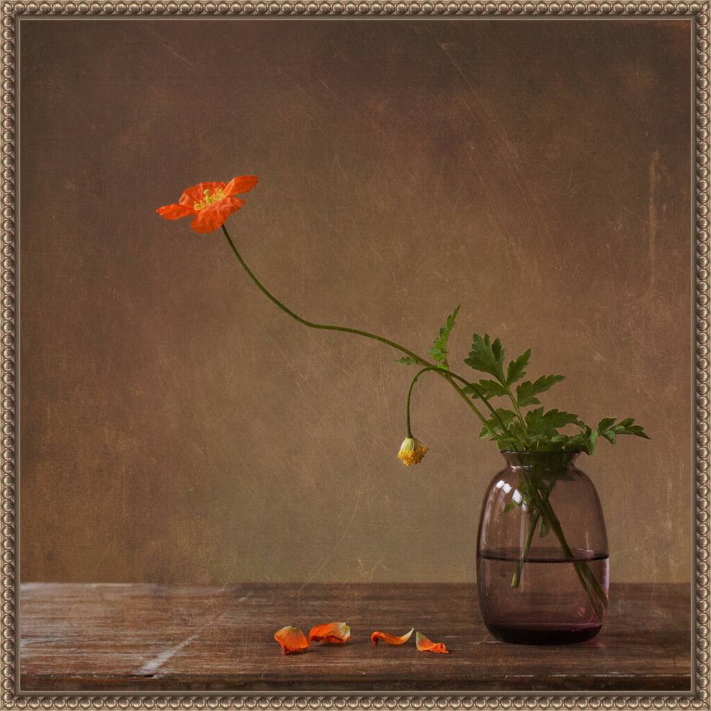 A story with orange poppies by Galina Bunkova Framed Canvas Wall Art Print