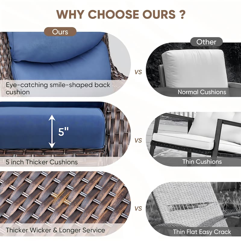 Pocassy 30 In Outdoor Fire Pits with Patio Swivel Glider Chari Set.