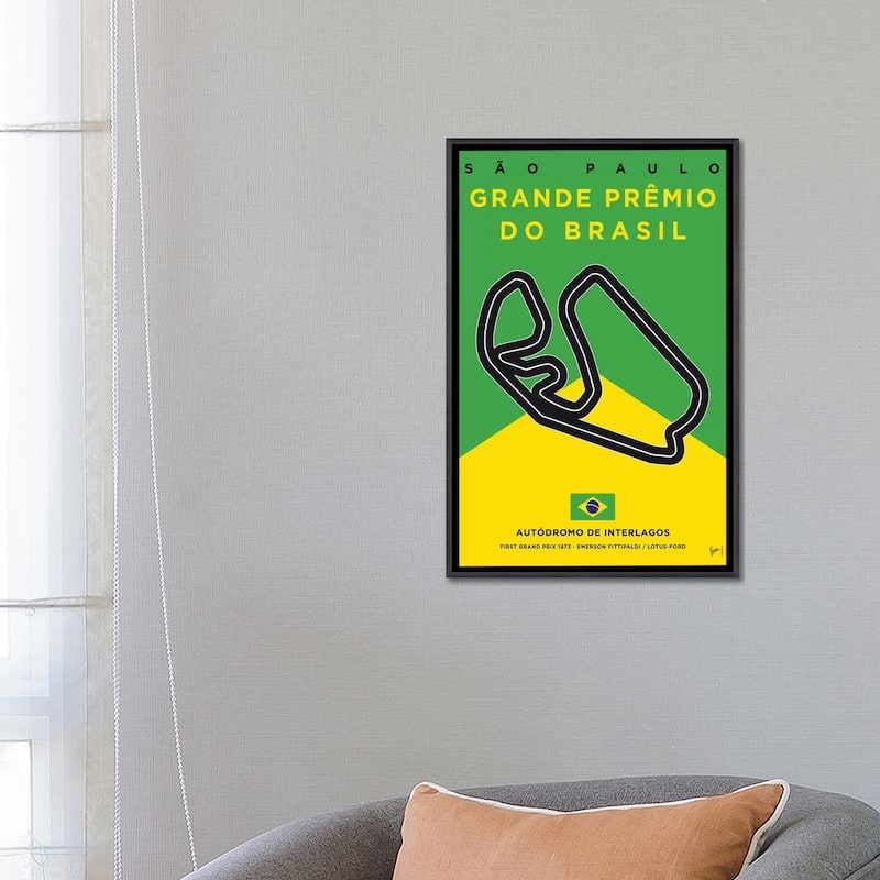 iCanvas "F1 Interlagos Track Minimal Poster" by Chungkong Framed