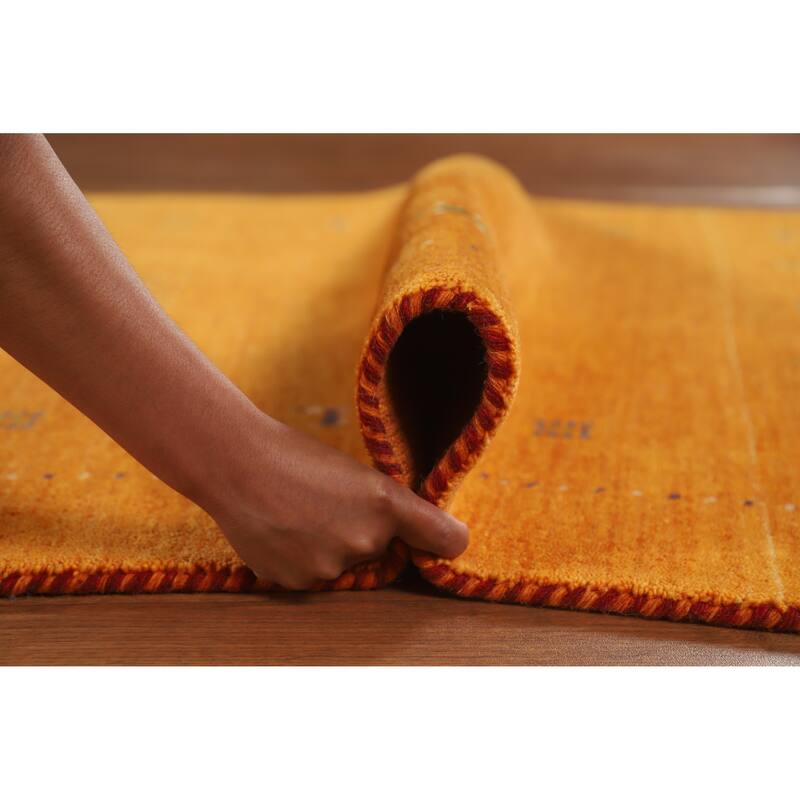 Hand Knotted Oriental 100% Wool Carpet Tribal Tribal Oranges & Rust Gabbeh Area Rug - 7' 7'' X 4' 10''