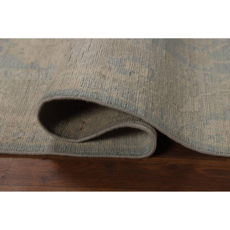 Vegetable Dye Blue Oushak Turkish Rug Handmade Bedroom Wool Carpet - 5'0"x 7'0"
