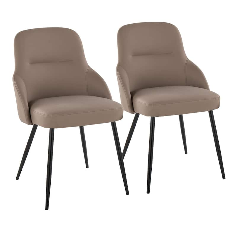 York Upholstered Contemporary Chair in Black Metal - Set of 2