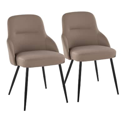 York Upholstered Contemporary Chair in Black Metal - Set of 2