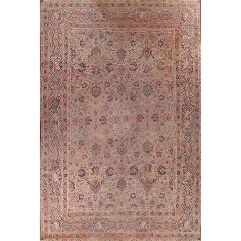 Pre-1900 Vegetable Dye Kerman Lavar Persian Wool Area Rug Hand-knotted - 13'8" x 18'0"