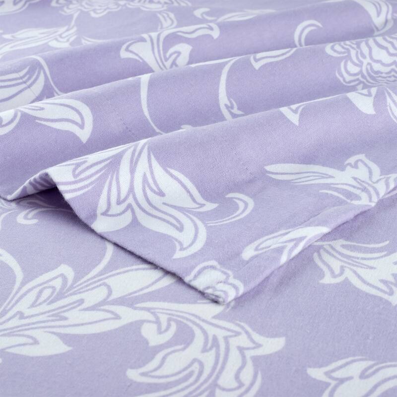 Pointehaven Flannel 180 GSM Brushed Cotton Oversized Pillowcases Pair - King Pillowcases - Lilac Bloom