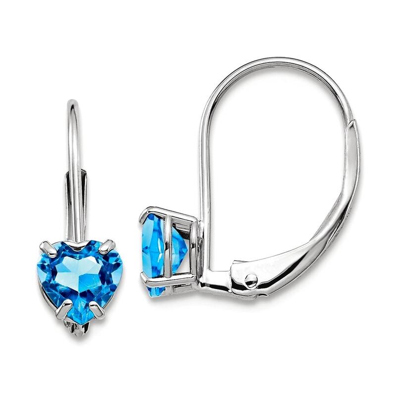 Curata 14k White Gold 5mm Heart Gemstone Leverback Earrings - 17x5mm