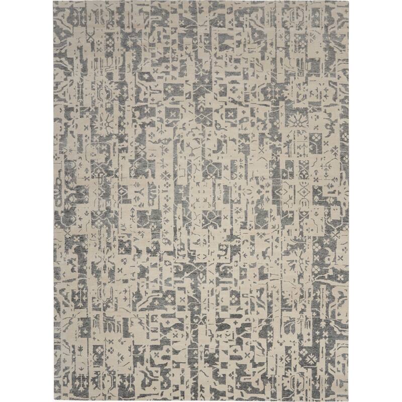 Nourison Silk Shadows Tribal Area Rug - 9' 9" x 13' 9" - Ivory/Grey - Rectangle
