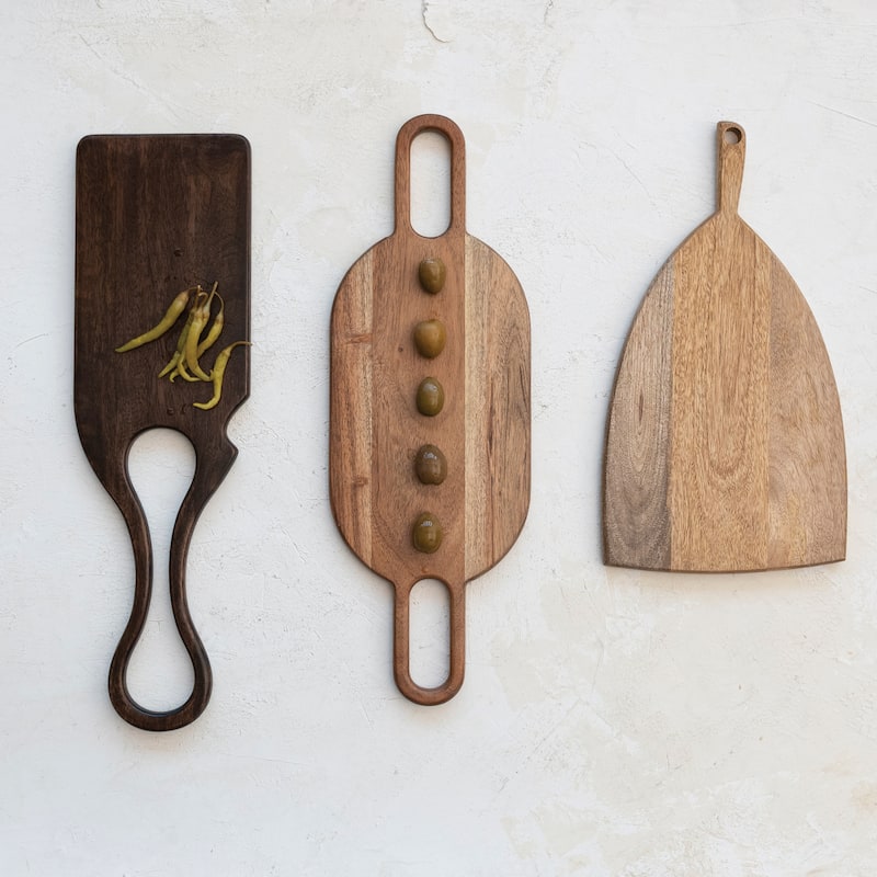Acacia Wood Charcuterie or Cutting Board with Handle - 20.5"L x 6.0"W x 0.6"H