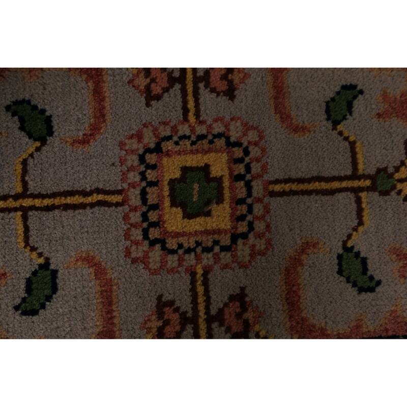 Transitional Beige Oushak Indian Foyer Rug Hand-Knotted Wool Carpet - 2'11"x 5'0"