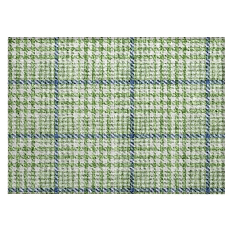 Machine Washable Indoor/ Outdoor Plaid Chantille Rug