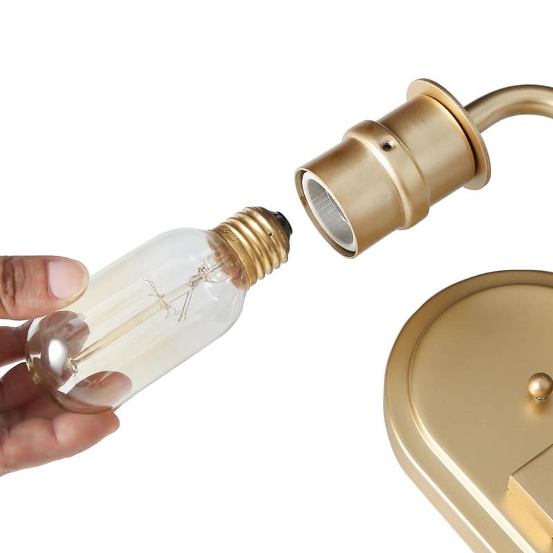 Mid-century Modern 2-light Gold Bathroom Vanity Light Dimmable Armed Wall Lighting - L13.5" x W5" x H9"