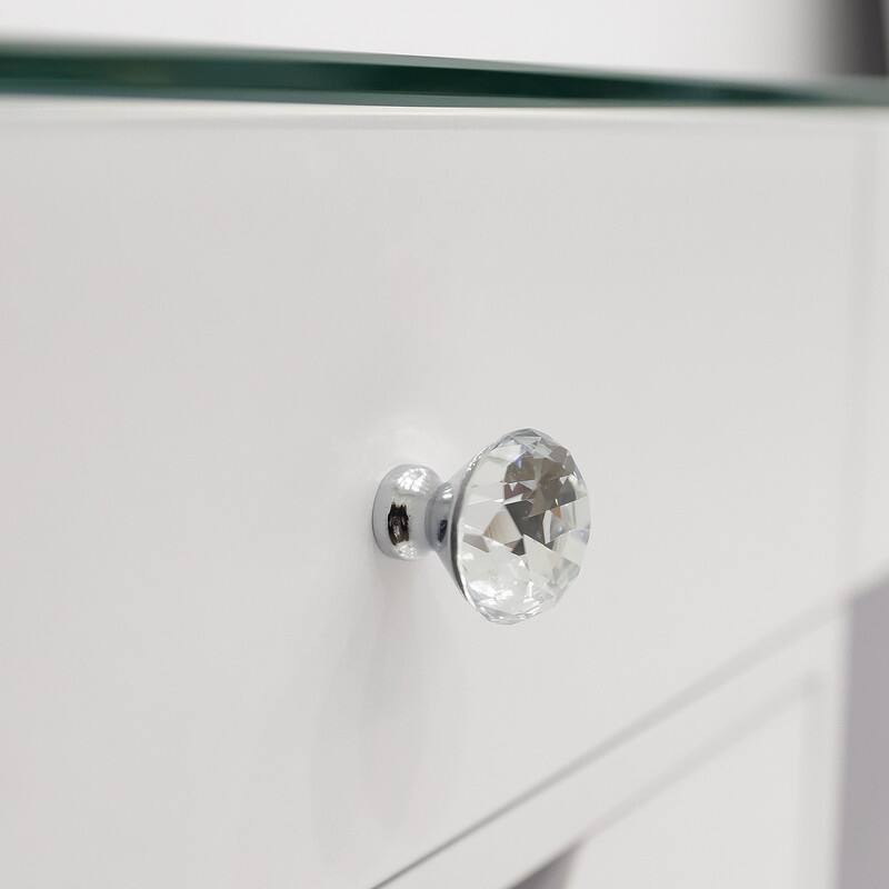 VANITII 8 Drawers Makeup Vanity Desk With RGB Strip Lights For Bedroom Dresser Vanites Metal White