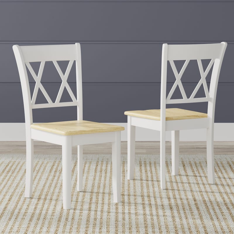 3-Piece Dining Set, 48" Rectangle Wood Table and Double X-Back Chairs