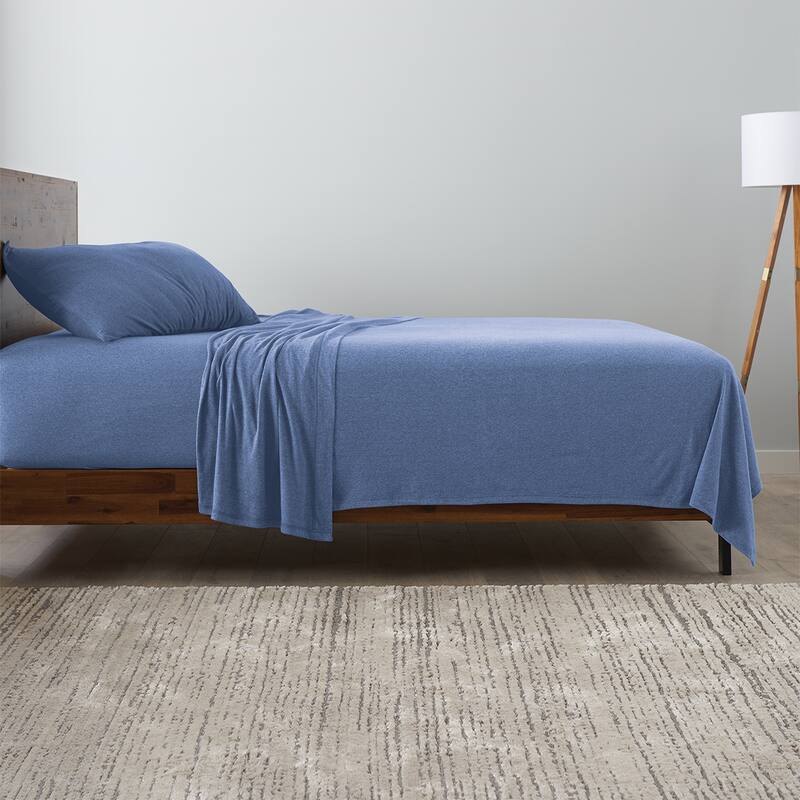 Ella Jayne Soft Heather Jersey Knit Sheet Set - Blue - Queen
