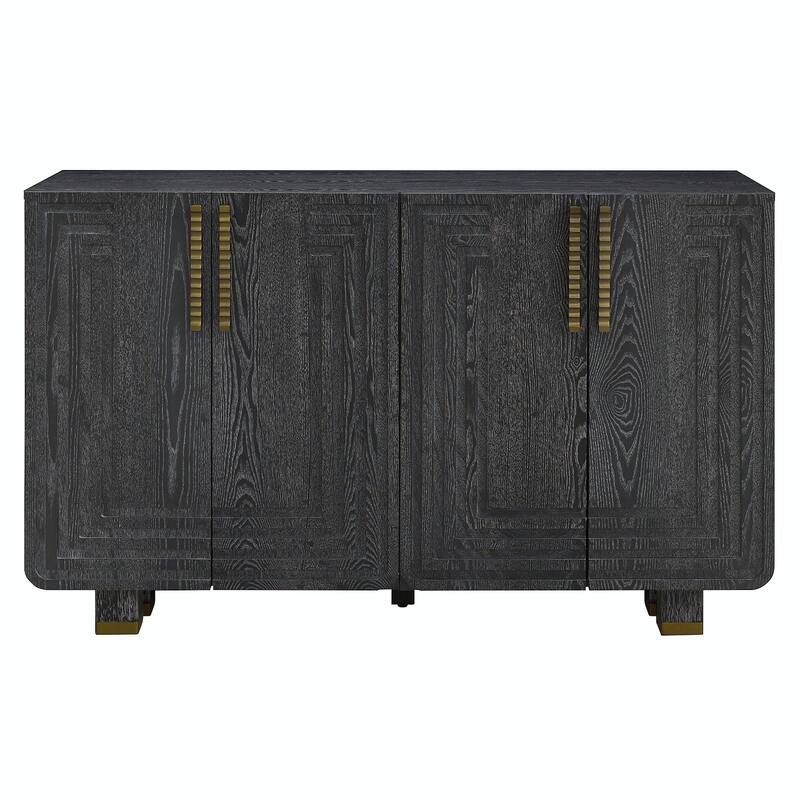 54" Retro Buffet Cabinet with Storage, 4-Door Vintage Fluted Sideboard Cabinet