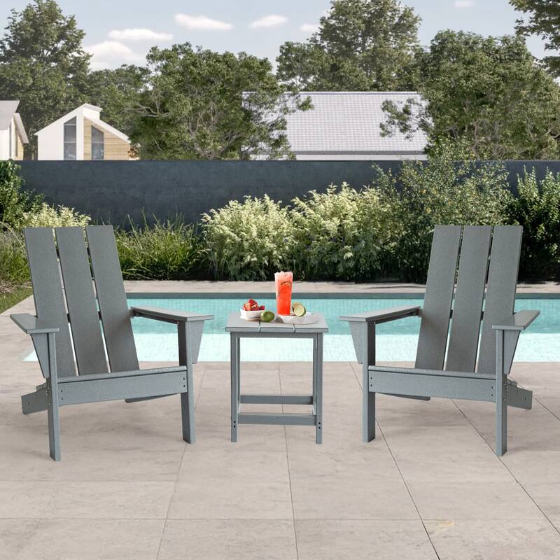 3-Piece Adirondack Chair Set with Table,HDPE All-Weather Resistant,Outdoor Chair for Patio,Garden,Poolside