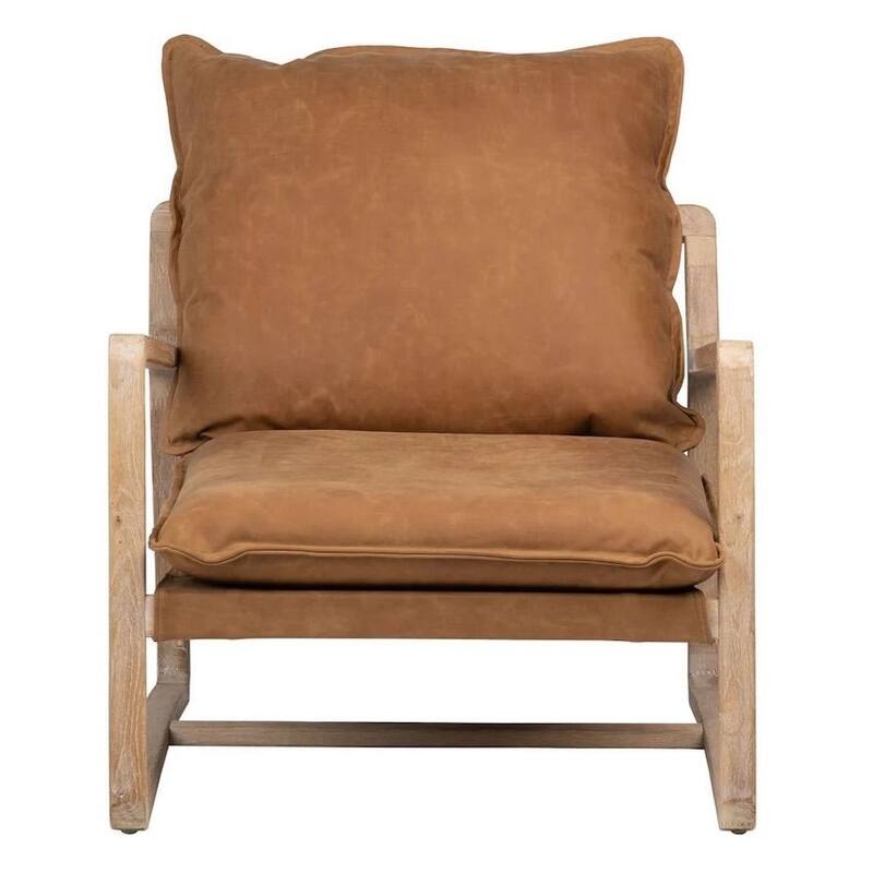Axel Modern Cotton Upholstered Lounge Occasional Chair, Natural Oak and Cream