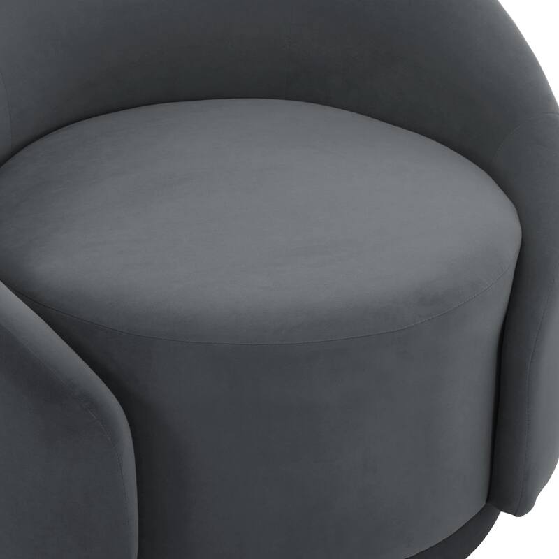 35" W Modern Upholstered Velvet/ Boucle Barrel Swivel Chair