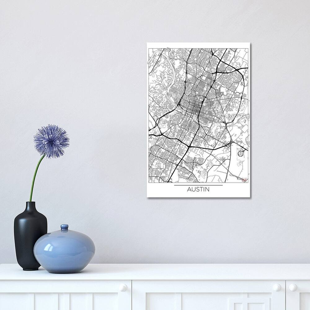 iCanvas "Austin Minimal Urban Blueprint Map" by Hubert Roguski Canvas Print