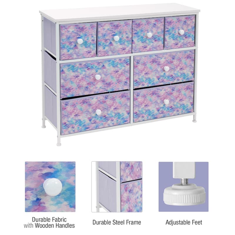 8-Drawer Chest Storage Tower, Knob Handle, Fabric Dresser for Bedroom