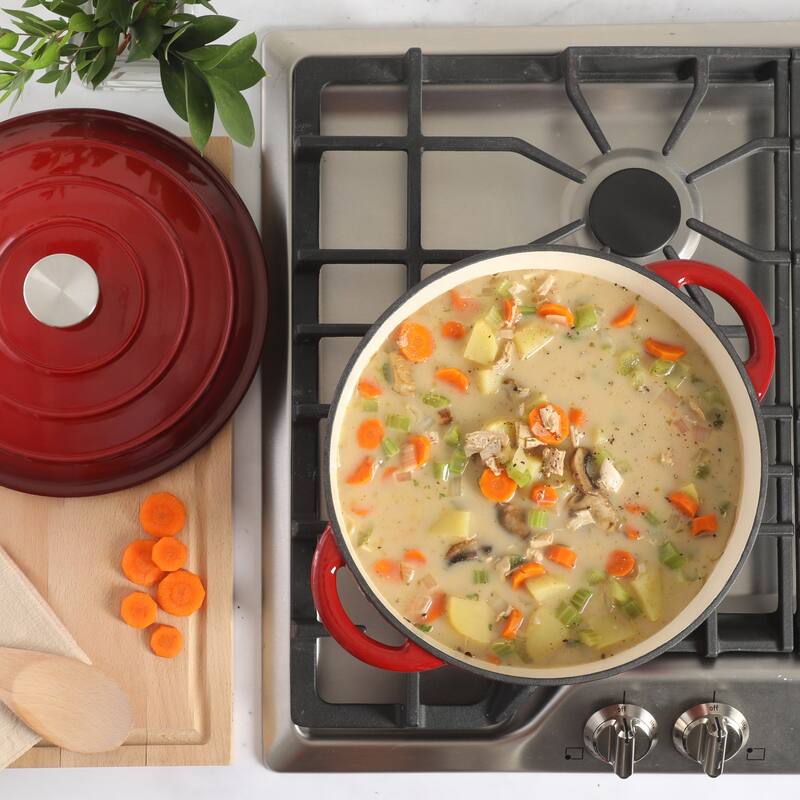 Gibson Home Enameled Cast Iron Dutch Oven Pot with Lid