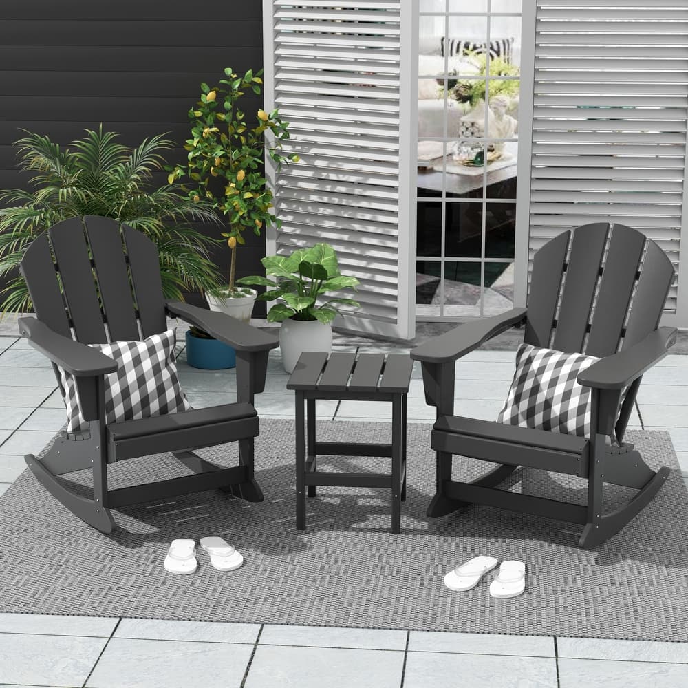 Laguna Hdpe All Weather Outdoor Patio Rocking Chairs With Side Table (3-Piece Set)