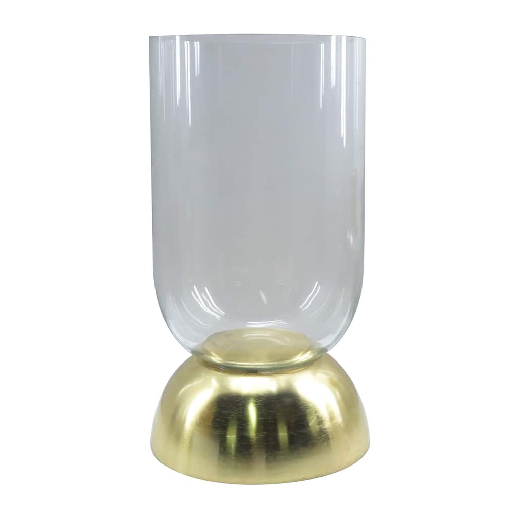 Transpac Glass 11 in. Gold Everyday Hurricane