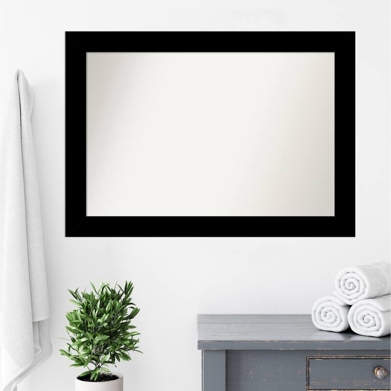 Basic Non-Beveled Wood Framed Bathroom Vanity Wall Mirror