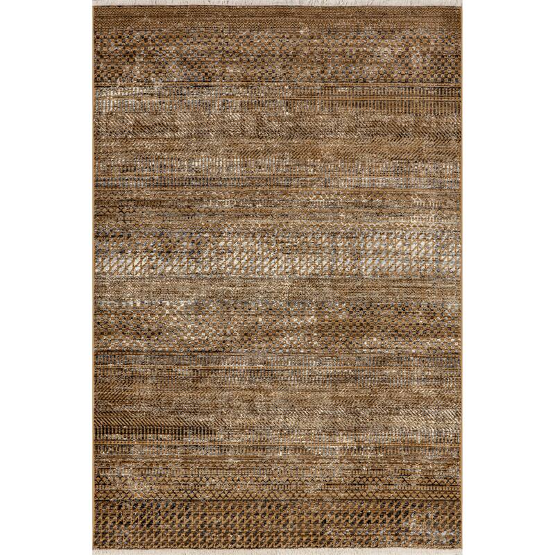 Nuloom Lavender Geometric Fringe Area Rug