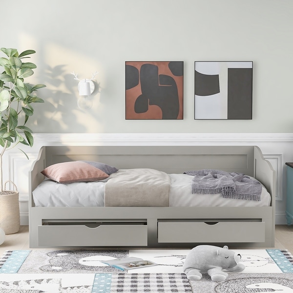 Twin King Size Multi Functional Wooden Extendable Daybed High