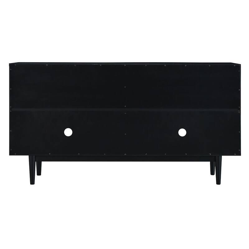 60" Modern 4-Door with Convex Pattern Doors and Silver Handles Buffet/Sideboard