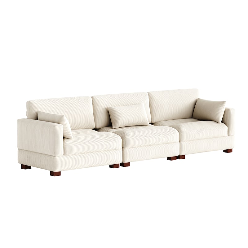 Corduroy Modular Sectional Sofa Couch With Chaise Ottoman