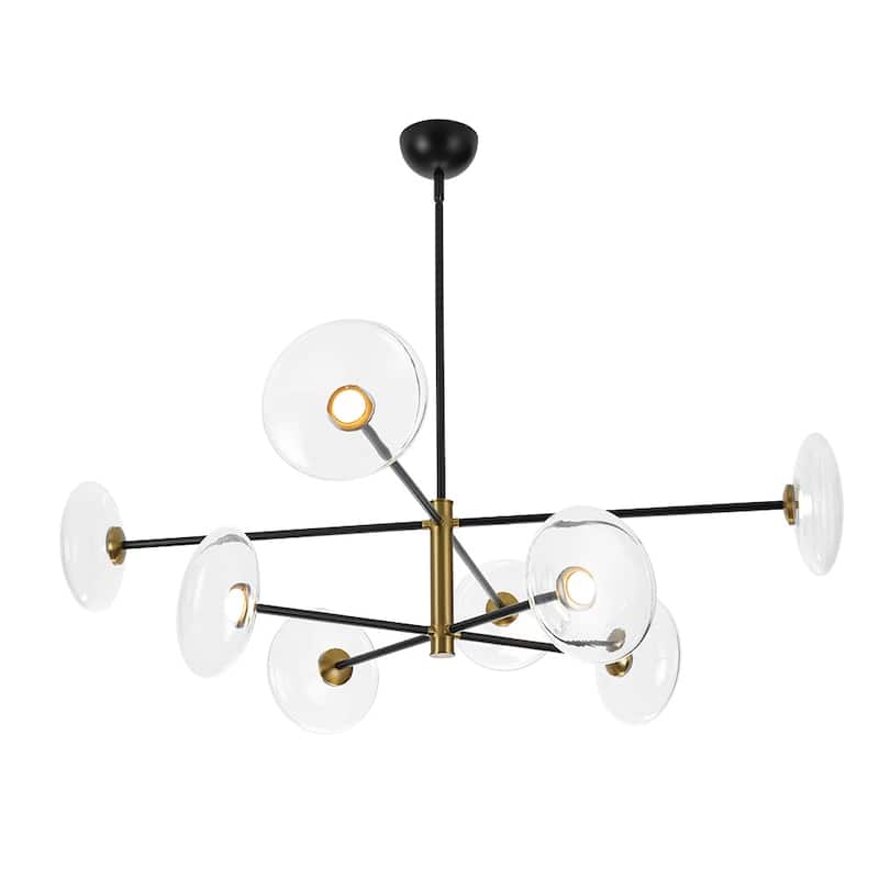 8-Light Glass Shade Dimmable LED Sputnik Chandelier 41-inch