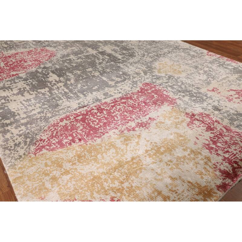 All-Over Abstract Oriental Area Rug Hand-Knotted Wool Carpet - 6'5" X 9'4"