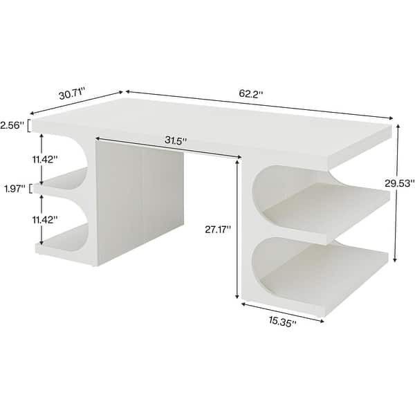 62 Inches Computer Desk, Large Office Desk with Shelves - Bed Bath ...