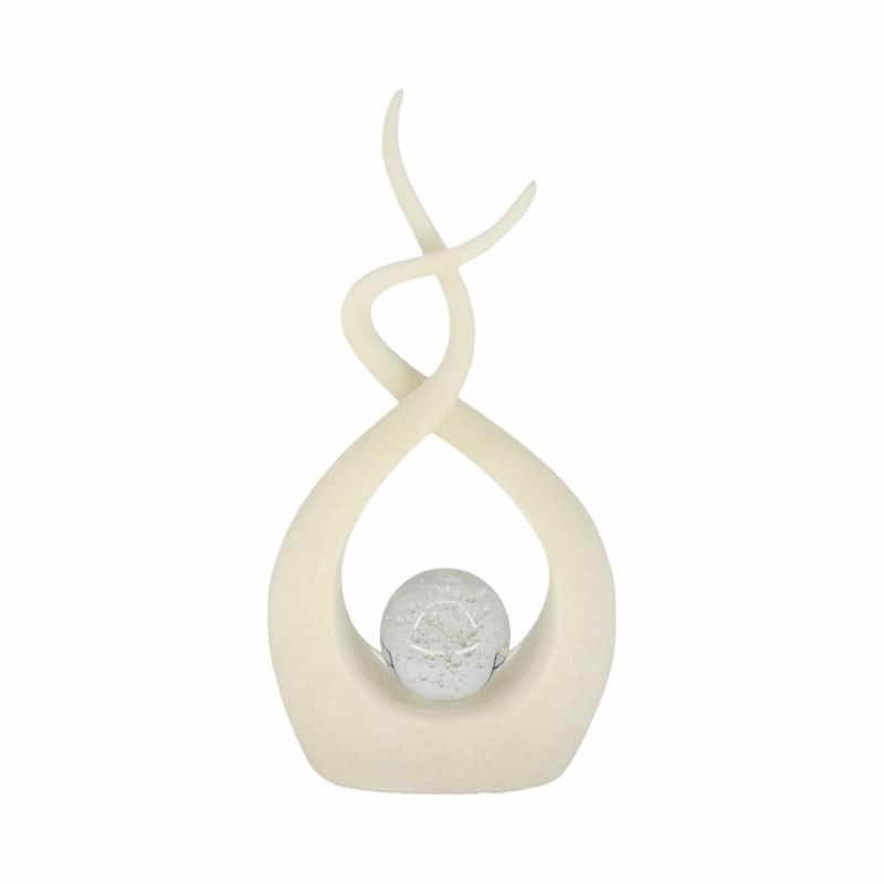 Swirl Design Decorative Modern Figurine with Marble Accent, Home Decor - 6" x 3" x 12"