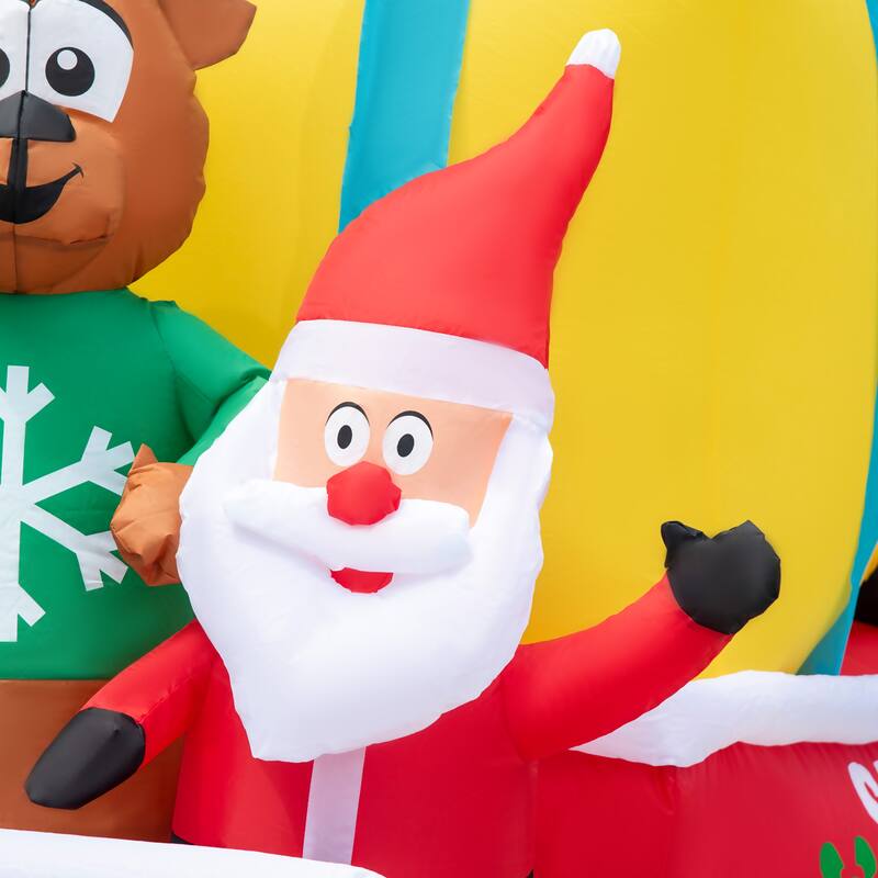 Outsunny 9ft Inflatable Santa Claus with Two Penguins, Christmas LED Display