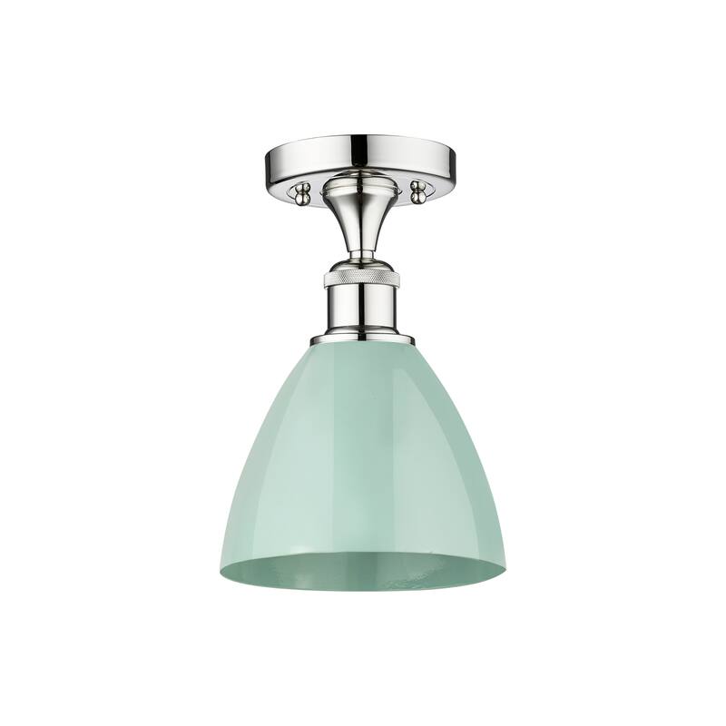 Innovations Lighting Edison Plymouth Dome - 1 Light 8" Semi-Flush Mount - Seafoam/Polished Chrome