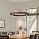 preview thumbnail 16 of 26, Modern 24" Walnut LED Wood Chandelier Ring Chandelier for Living Room Foyer