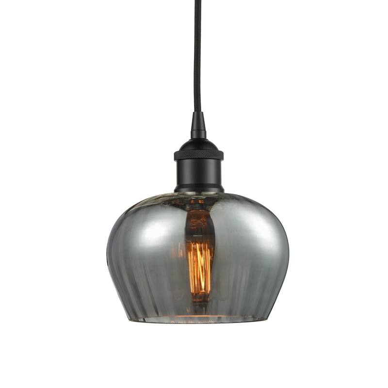 Innovations Lighting 616-1P-8-7 Fenton Pendant Fenton 7" Wide Mini - Matte Black / Plated Smoke
