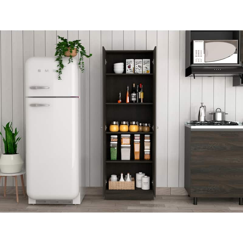 Buxton Rectangle 2-Door Storage Tall Cabinet Carbon - Brown