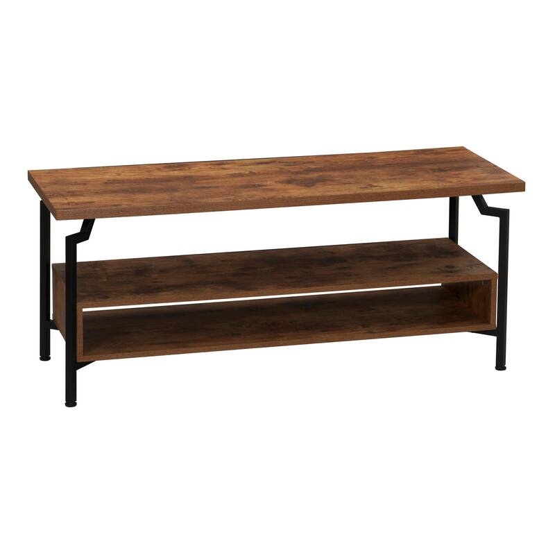 Household Essentials Modern Wood TV Stand, Rustic Hickory